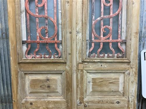 Antique French Double Doors (40x90.5) Iron Wood Doors, European Doors D283