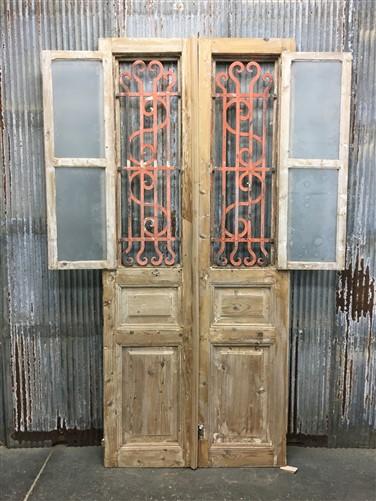 Antique French Double Doors (40x90.5) Iron Wood Doors, European Doors D283