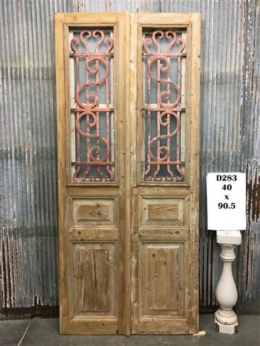 Antique French Double Doors (40x90.5) Iron Wood Doors, European Doors D283