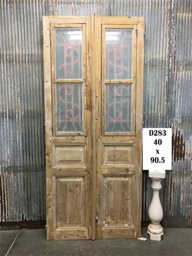 Antique French Double Doors (40x90.5) Iron Wood Doors, European Doors D283