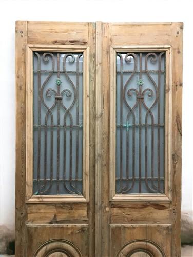 Antique French Double Doors (51x90) Iron Wood Doors, European Doors D286