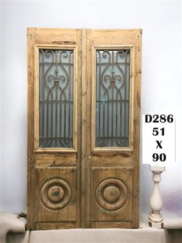 Antique French Double Doors (51x90) Iron Wood Doors, European Doors D286