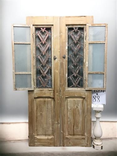 Antique French Double Doors (43x88) Iron Wood Doors, European Doors D287