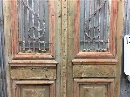 Antique French Double Doors (44.5x95) Iron Wood Doors, European Doors D288