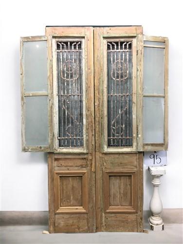 Antique French Double Doors (44.5x95) Iron Wood Doors, European Doors D288