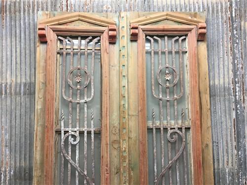 Antique French Double Doors (44.5x95) Iron Wood Doors, European Doors D288