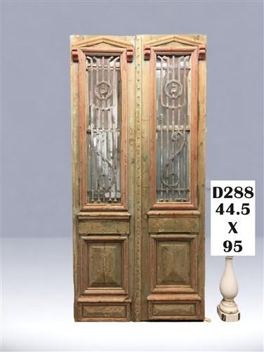 Antique French Double Doors (44.5x95) Iron Wood Doors, European Doors D288