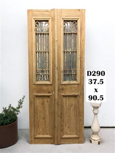 Antique French Double Doors (37.5x90.5) Wood Iron Doors, European Doors D290