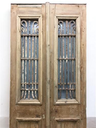 Antique French Double Doors (37.5x90.5) Wood Iron Doors, European Doors D290