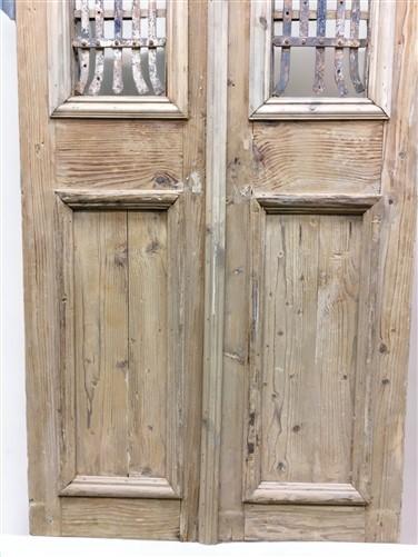 Antique French Double Doors (37.5x90.5) Wood Iron Doors, European Doors D290