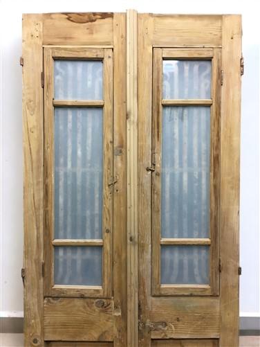 Antique French Double Doors (37.5x90.5) Wood Iron Doors, European Doors D290