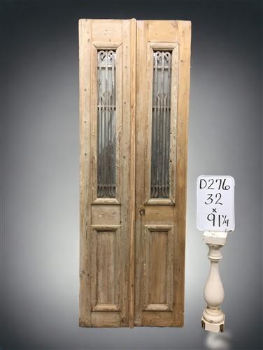Antique French Double Doors (32x91) Wood Iron Doors, European Doors D276