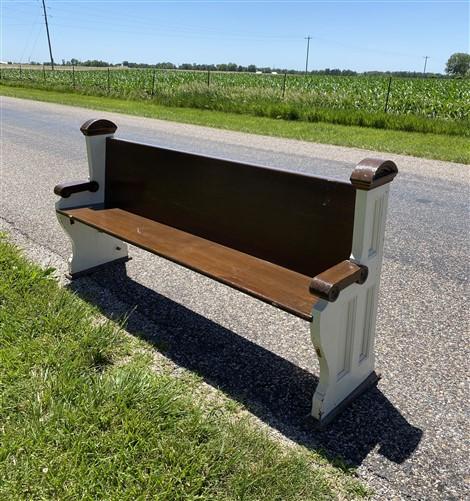 Vintage Wooden Church Pew, Porch Bench, Entry Foyer Bench, Dining Seating, C1