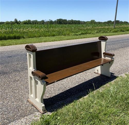 Vintage Wooden Church Pew, Porch Bench, Entry Foyer Bench, Dining Seating, C1