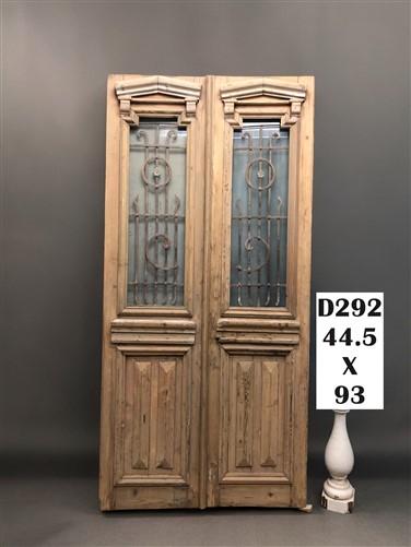 Antique French Double Doors (44.5x93) Iron Wood Doors, European Doors D292