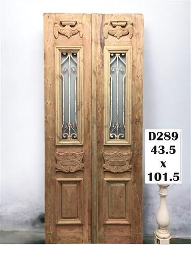 Antique French Double Doors (43.5x101.5) Iron Wood Doors, European Doors D289