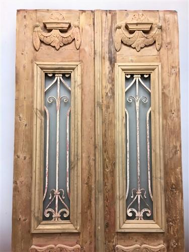 Antique French Double Doors (43.5x101.5) Iron Wood Doors, European Doors D289