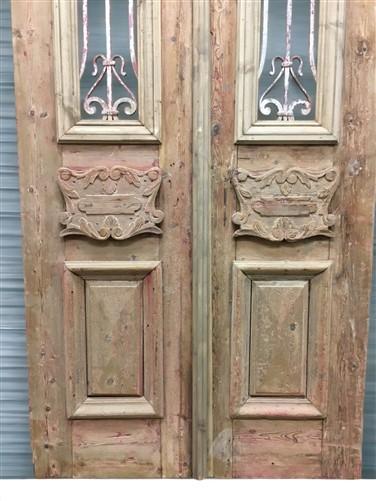 Antique French Double Doors (43.5x101.5) Iron Wood Doors, European Doors D289