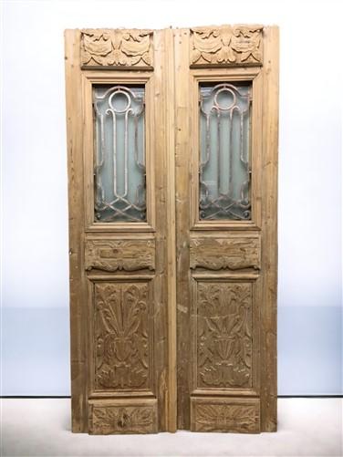 Antique French Double Doors (47x91) Wood Iron Doors, European Doors D273