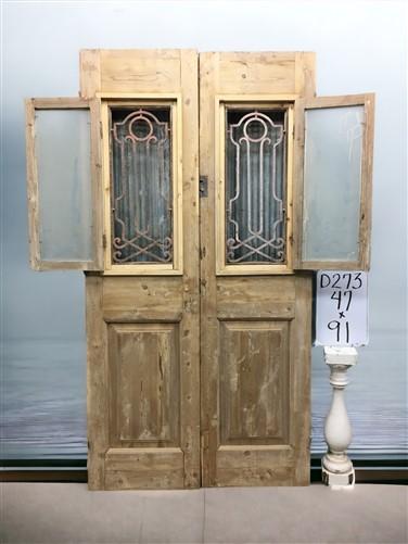 Antique French Double Doors (47x91) Wood Iron Doors, European Doors D273