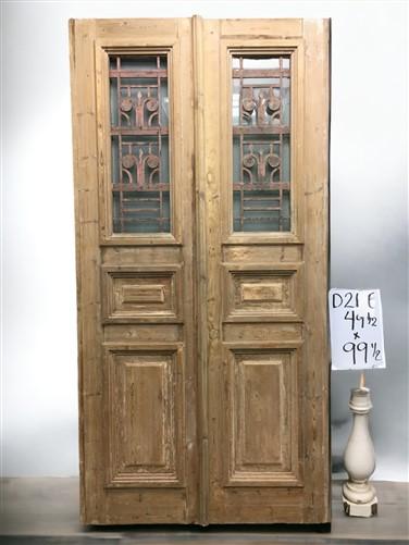 Antique French Double Doors (49.5x99.5) Iron Wood Doors, European Doors D274