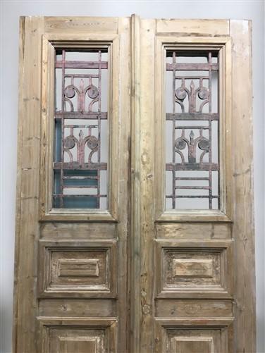 Antique French Double Doors (49.5x99.5) Iron Wood Doors, European Doors D274