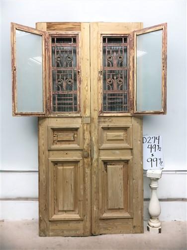 Antique French Double Doors (49.5x99.5) Iron Wood Doors, European Doors D274