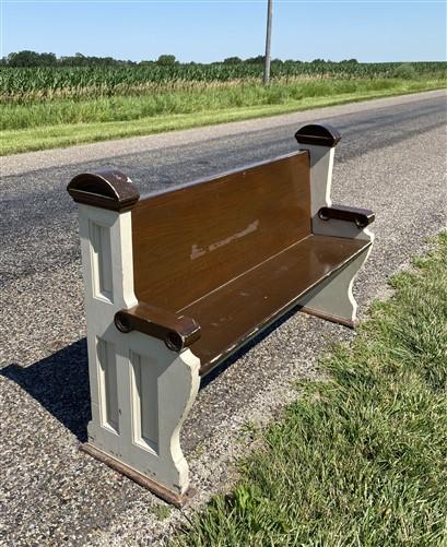 Vintage Wooden Church Pew, Porch Bench, Entry Foyer Bench, Dining Seating, C8