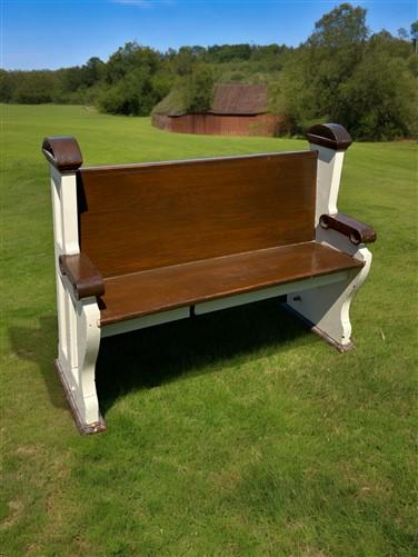 Vintage Wooden Church Pew, Porch Bench, Entry Foyer Bench, Dining Seating, C18