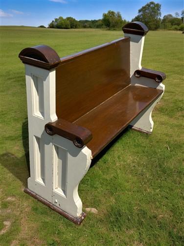 Vintage Wooden Church Pew, Porch Bench, Entry Foyer Bench, Dining Seating, C18