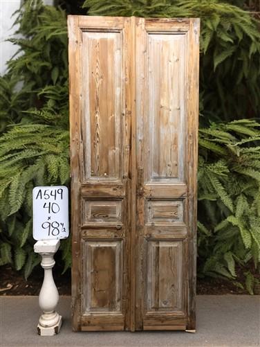 Antique French Double Doors (40x98.5) European Doors, Raised Panel Doors  A549