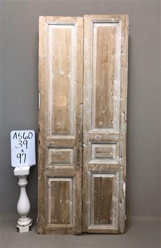 Antique French Double Doors (39x97 ) European Doors, Raised Panel Door A560