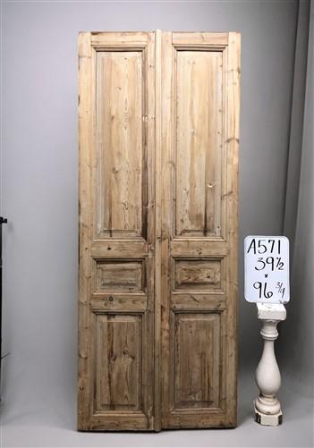 Antique French Double Doors (39.5x96.5) European Doors, Raised Panel Doors A571