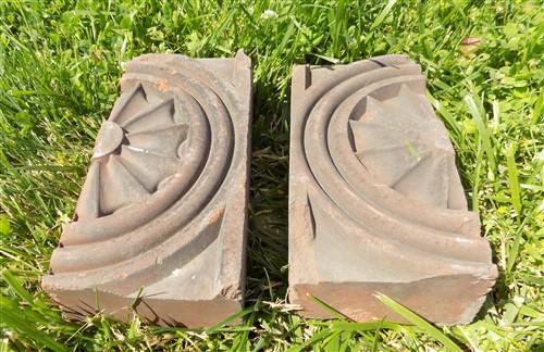 2 Sunburst Terra Cotta Bricks, Architectural Salvage, Anderson Pressed Brick, B