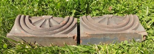 2 Sunburst Terra Cotta Bricks, Architectural Salvage, Anderson Pressed Brick, B