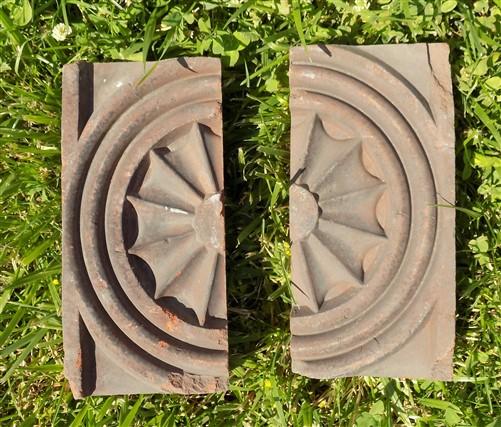 2 Sunburst Terra Cotta Bricks, Architectural Salvage, Anderson Pressed Brick, B