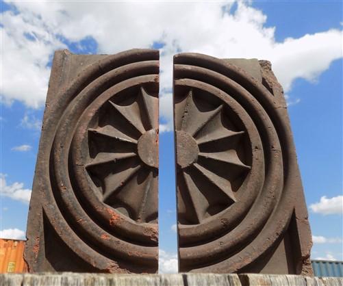 2 Sunburst Terra Cotta Bricks, Architectural Salvage, Anderson Pressed Brick, B