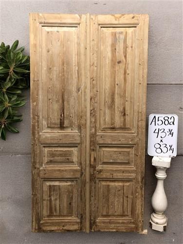 Antique French Double Doors (43.5x83) European Doors, Raised Panel Doors A582