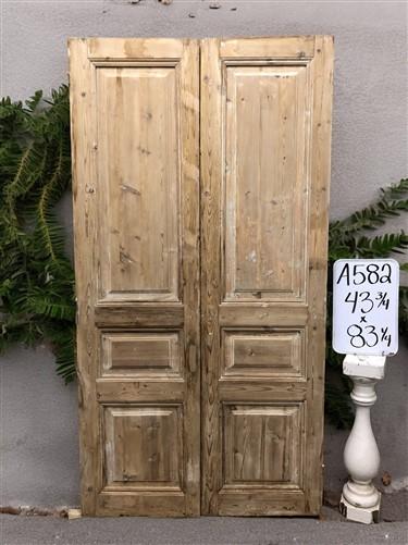 Antique French Double Doors (43.5x83) European Doors, Raised Panel Doors A582