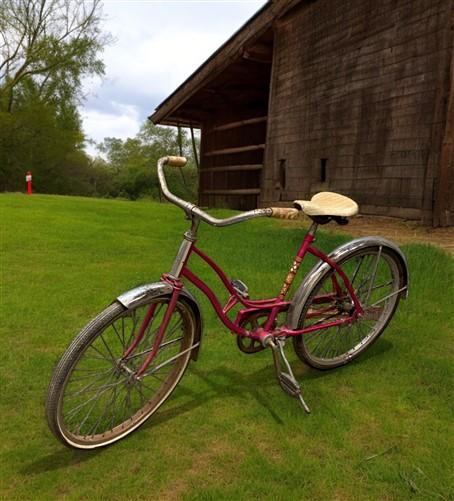 1966 Columbia Pink Girls Bicycle, Pink Step Through Girls Bike, Serial #R595005