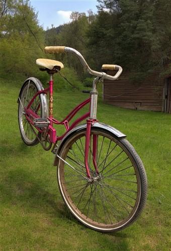 1966 Columbia Pink Girls Bicycle, Pink Step Through Girls Bike, Serial #R595005