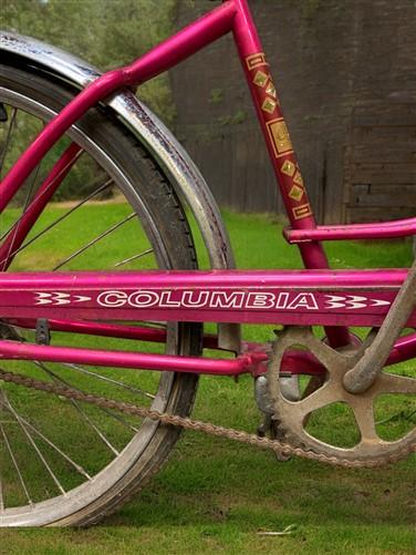 1966 Columbia Pink Girls Bicycle, Pink Step Through Girls Bike, Serial #R595005