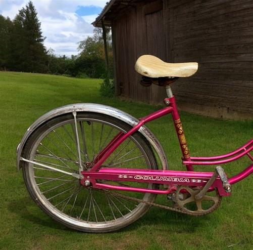 1966 Columbia Pink Girls Bicycle, Pink Step Through Girls Bike, Serial #R595005