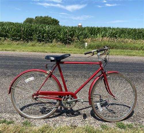 1970s Sears Free Spirit Red 3 Speed Bicycle Bike, Serial#511145343, Schwinn Seat