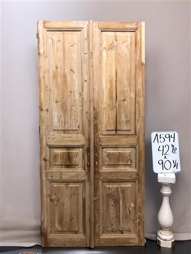 Antique French Double Doors (42.5x90) European Doors, Raised Panel Doors A594