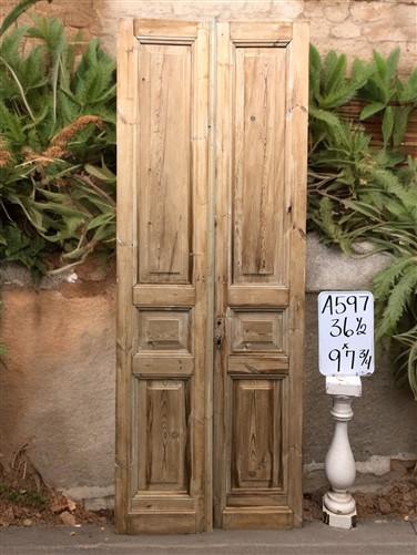 Antique French Double Doors (36.5x97.75) Raised Panel Doors, European Doors A597