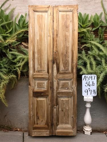 Antique French Double Doors (36.5x97.75) Raised Panel Doors, European Doors A597