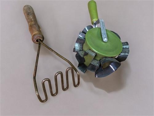 Retro Kitchen Utensils, Eggbeater, Whisk, Potato Masher, Vintage Metal Gadgets,