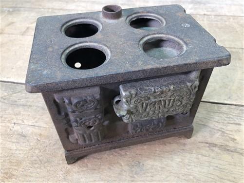 Venus Cast Iron Stove Salesmans Sample, Vintage Advertising Play Toy Cookstove,