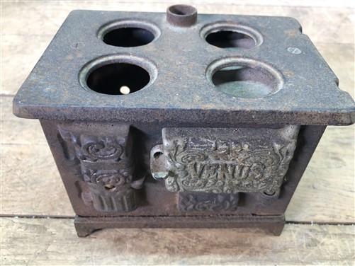 Venus Cast Iron Stove Salesmans Sample, Vintage Advertising Play Toy Cookstove,